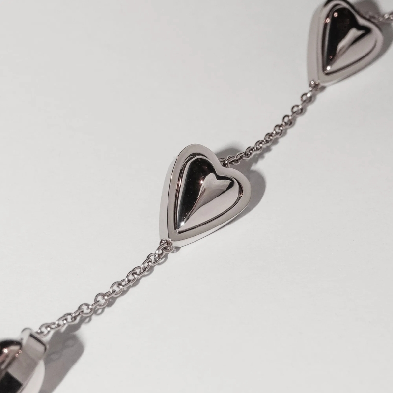 Liebeskind Berlin Mittellange Halskette Edelstahl Metal Heart silber(Image 5)