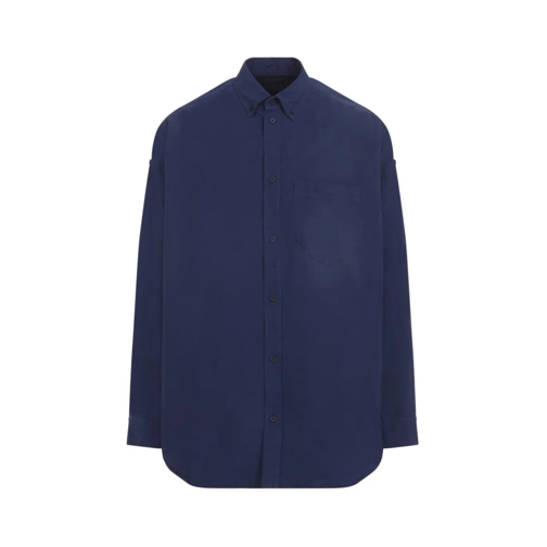 Balenciaga Ls Cocoon Marine Blue Cotton Shirt Blue Shirts