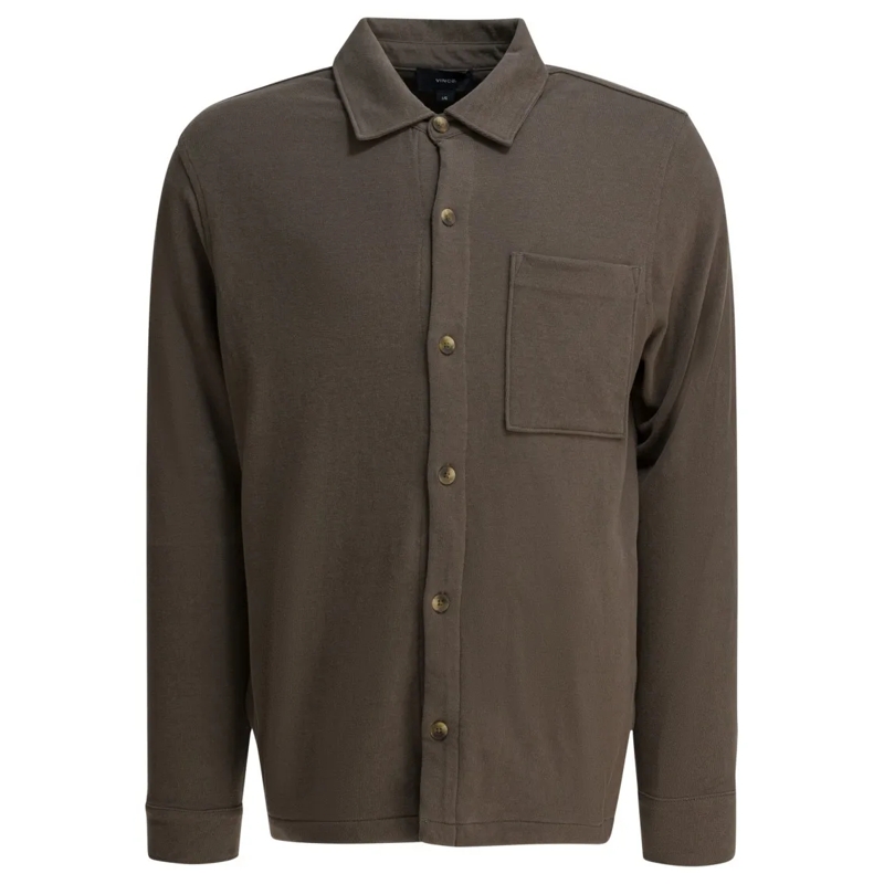 Vince  Cotton Suede Overshirt Jacket Brown