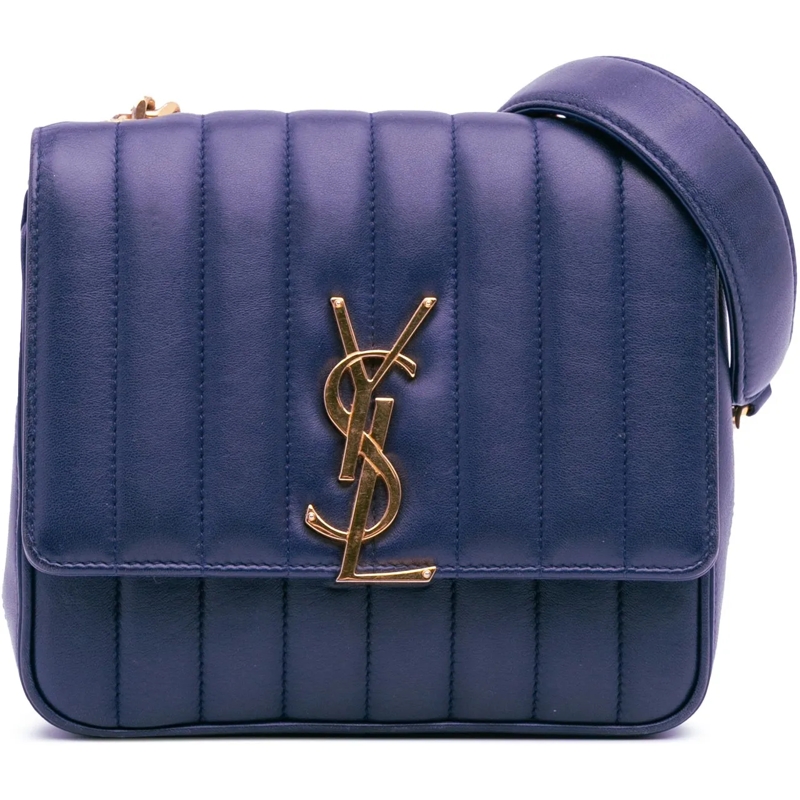 Saint Laurent Schultertasche Medium Lambskin Monogram Vicky Chain Bag blau