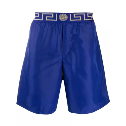 Versace Greca Border Knee-Length Swim Shorts Blue 