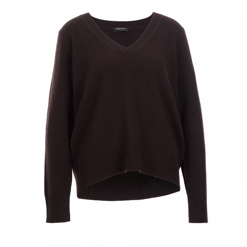 S.Marlon Kaschmirpullover V-Pullover überschnitten 726 espresso