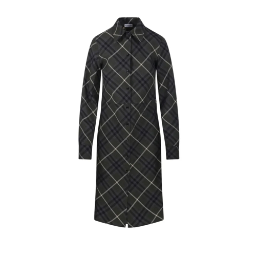 Burberry Midi-Kleider Plaid Tailored Dress With Button-Down Front And Co Green