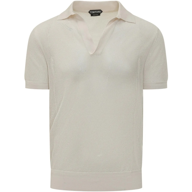 Tom Ford Poloshirt Polo Senza Bottoni a Maniche Corte weiß