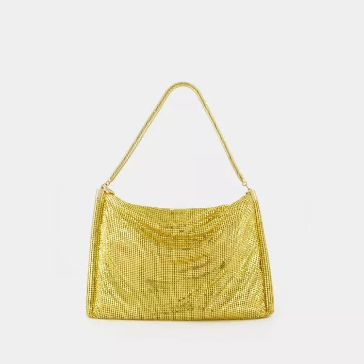 Paco Rabanne Hobo bags Pixel Tube Small Hobo Bag Aluminium Gold in goud