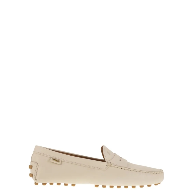 Tod's Ballerinas Leather Moccasin Rubber Sole Neutrals