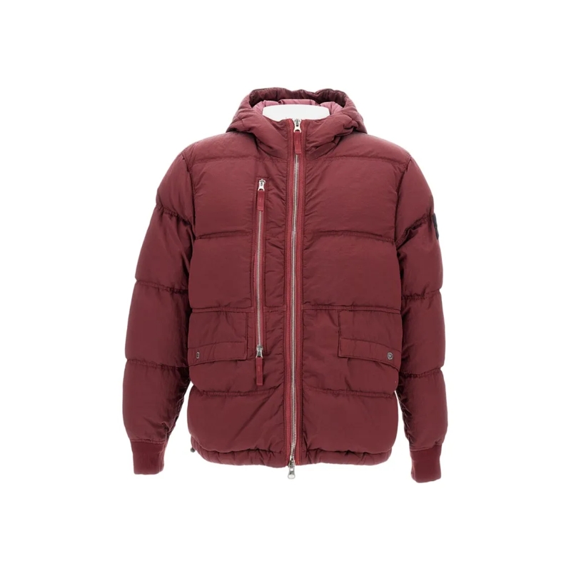Stone Island Doudoune Quilted Puffer Jacket With Adjustable Hood Burgundy