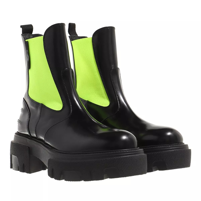 MSGM Stiefeletten Stivale Donna Boot Black Fluo Yellow