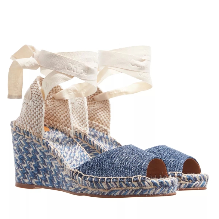 Chloé Women's Piia Denim Espadrille Wedges - Blue - Wedge Sandals - 9