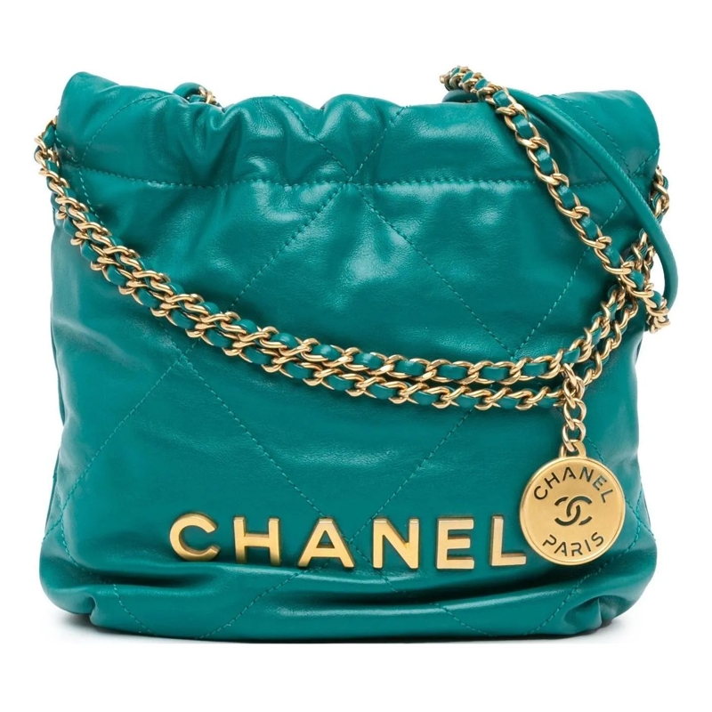 Chanel Fourre-tout Mini Shiny Calfskin 22 Handbag grün