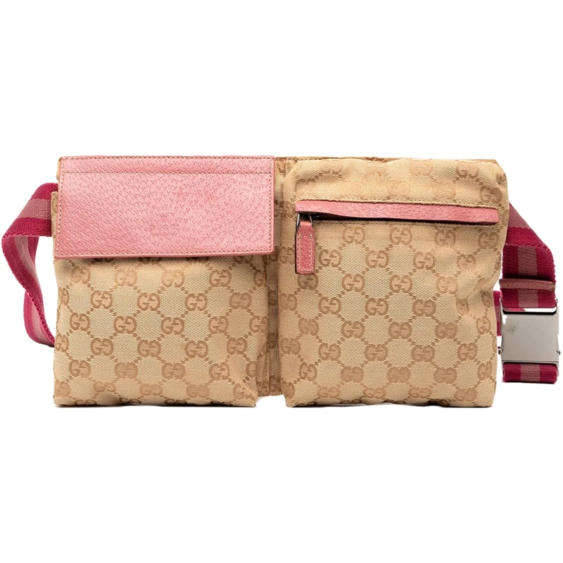 Gucci Sac de ceinture GG Canvas Web Double Pocket Belt Bag braun