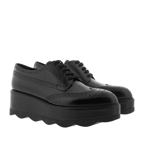 Prada Classic Laced Up Loafers Leather Black Loafer