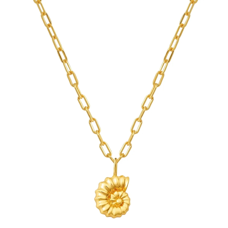 Glanzstücke München Mittellange Halskette Sterling Silber Halskette Muschel gold