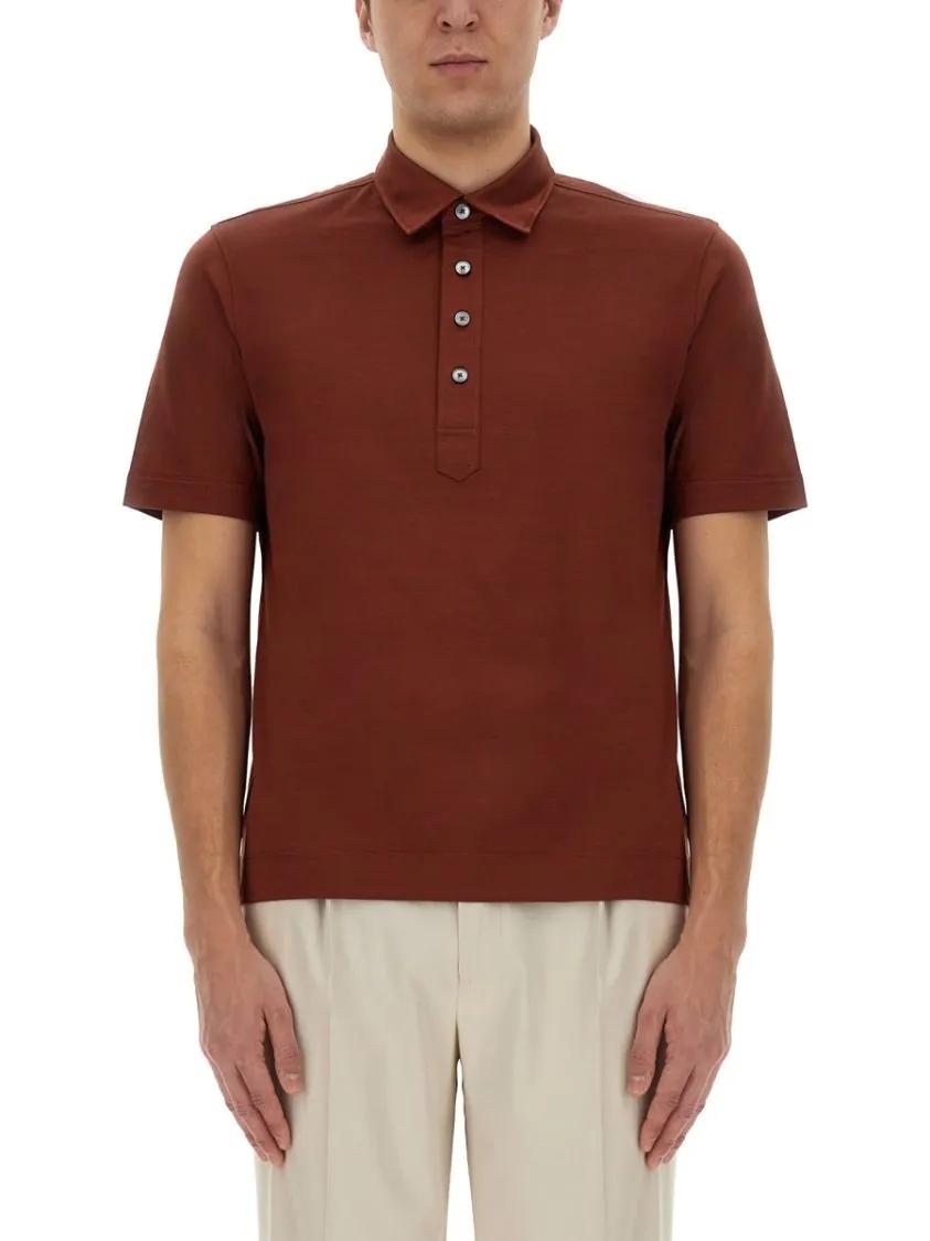 Thumbnail - Zegna - Brown Cotton Polo Shirt - Größe 48 - braun