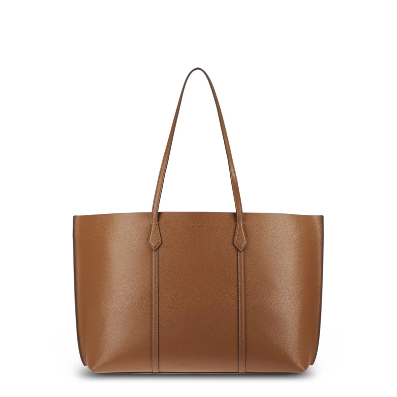 Tory Burch Shopper Structured Brown Leather Tote With Refined Details Brown