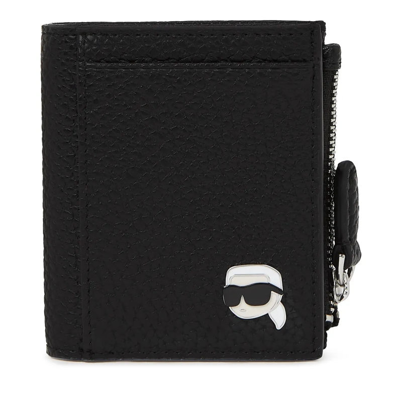 Karl Lagerfeld Geldbörse Ikon Pebble Kleines Faltportemonnaie schwarz