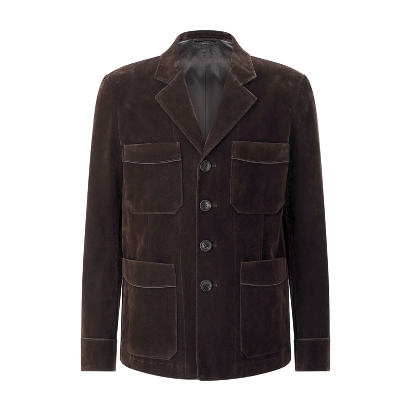 Tom Ford Blazer Beflockte Jacke aus Samt braun