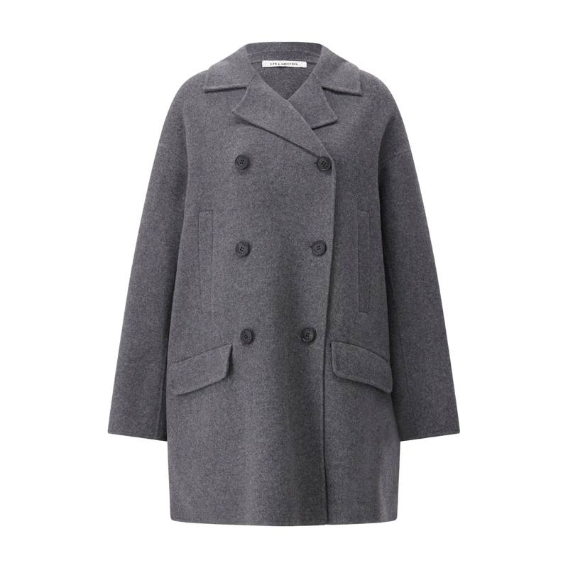 Lis Lareida  Kurzmantel Gemma aus Woll-Mix Grau