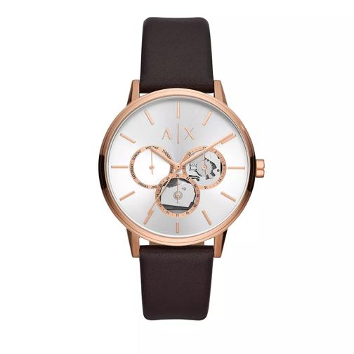 Armani Exchange Armani Exchange Multifunction Leather Watch Brown Montre à quartz
