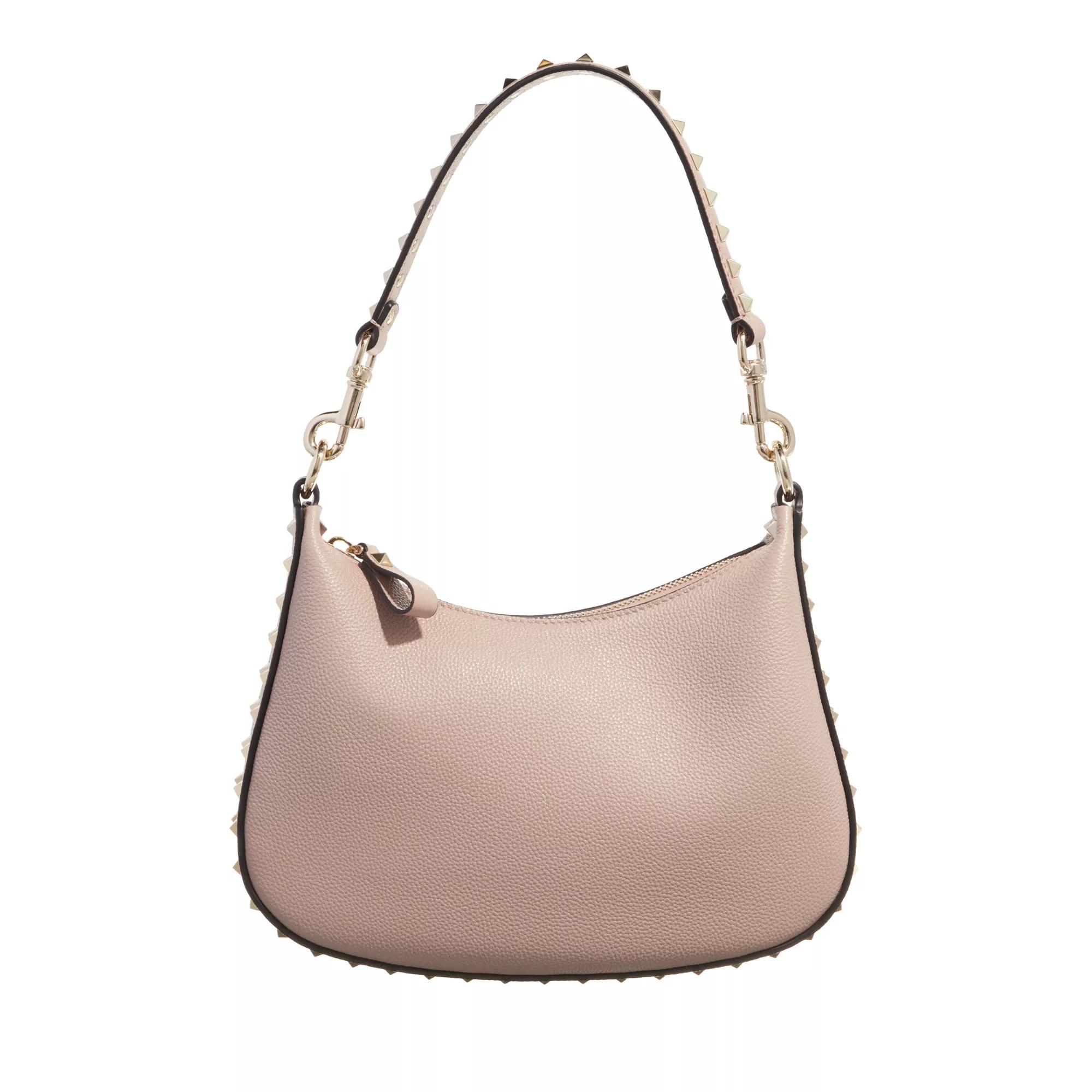 Valentino Garavani Hobo Bag - Rockstud Shoulder Bag Small - Gr. unisize - in Taupe - für Damen