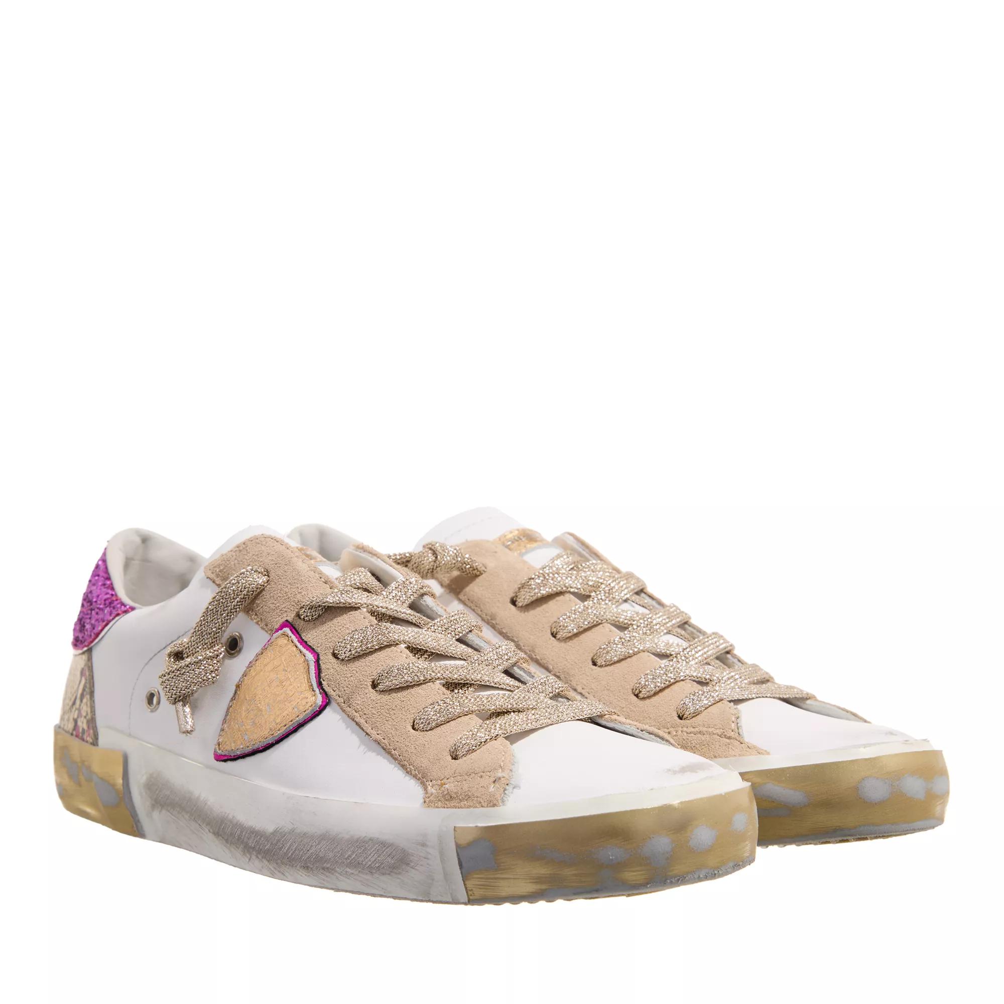 Philippe Model Prsx Low Woman Veau Animalier Blanc Fucsia | Low-Top Sneaker