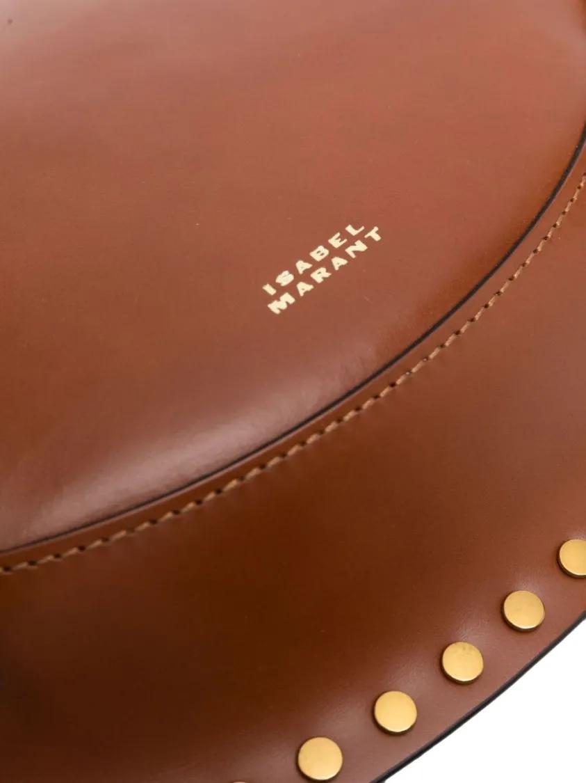 Isabel marant Hobo bags Curved Brown Leather Bag With Gold-Tone Studs in bruin