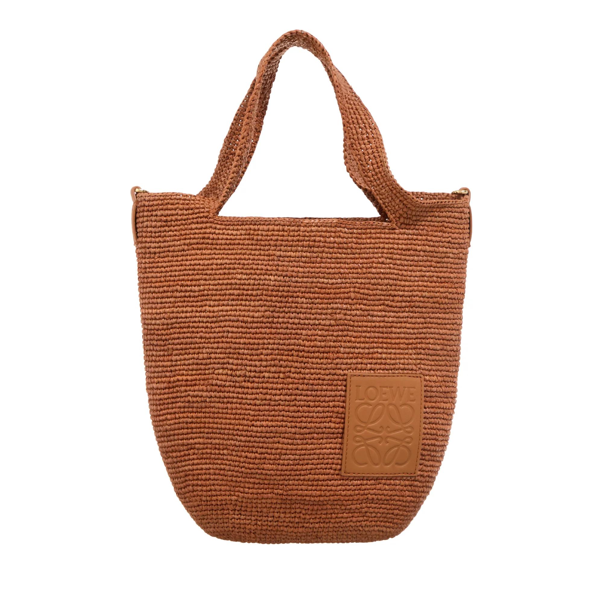 Loewe Tote - Mini Slit Bag In Raffia And Calfskin - Gr. unisize - in Braun - für Damen