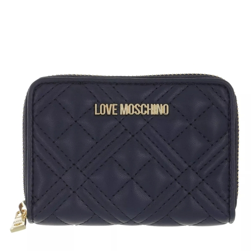 Love Moschino Portafogli Quilted Pu Navy Portemonnaie mit Zip-Around-Reißverschluss