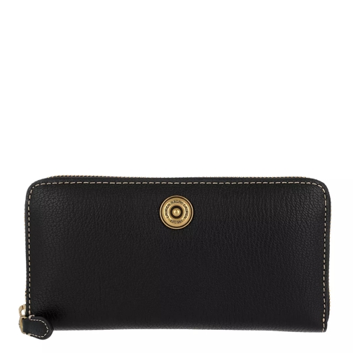 Lauren Ralph Lauren Millbrook Wallet Pebbled Leather Black/Truffle Portemonnaie mit Zip-Around-Reißverschluss