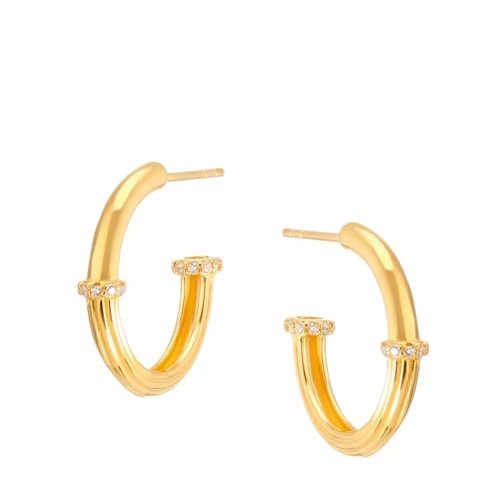 V by Laura Vann Sade Medium Hoop Earrings Yellow Gold Creole
