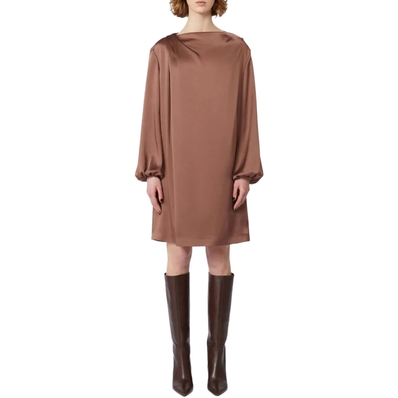 Max Mara Robe midi Cabina1234 - Mini Dress In Shiny Satin Reverse Fab Brown