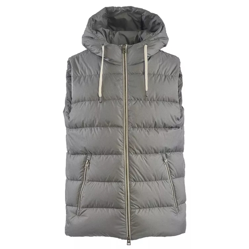 Herno Grey Vest In Technical Fabric Grey Gilet