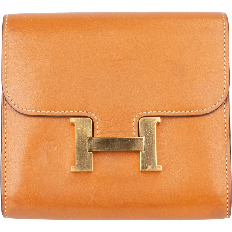 Hermès Geldbörse Hermes Natural Leather Compact Constance Wallet braun