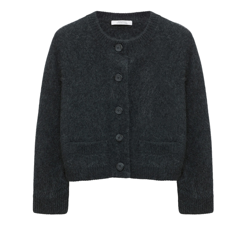 Dorothee Schumacher Pullover FLUFFY STATEMENTS cardigan charcoal melange