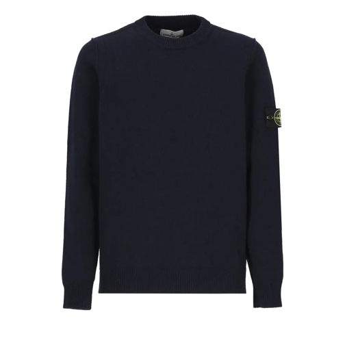 Stone Island Blue Wool Sweater Blue Pullover