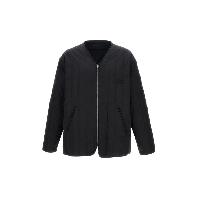 MM6 Maison Margiela  Reversible Quilted Padded Jacket With V-Neckline Blue