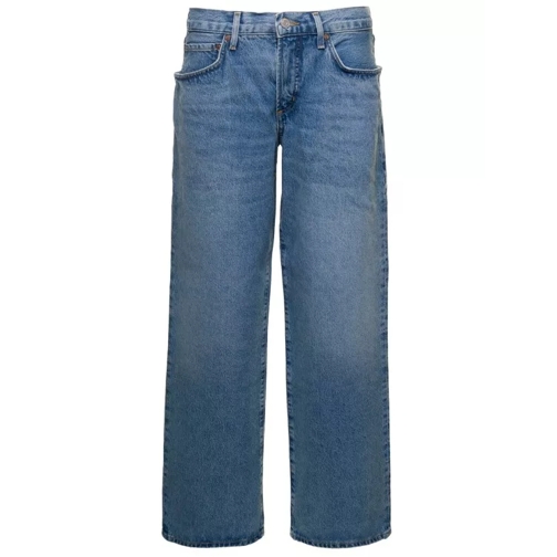 Agolde Fusion' Light Blue 5-Pocket Style Wide Jeans In Co Blue Jeans