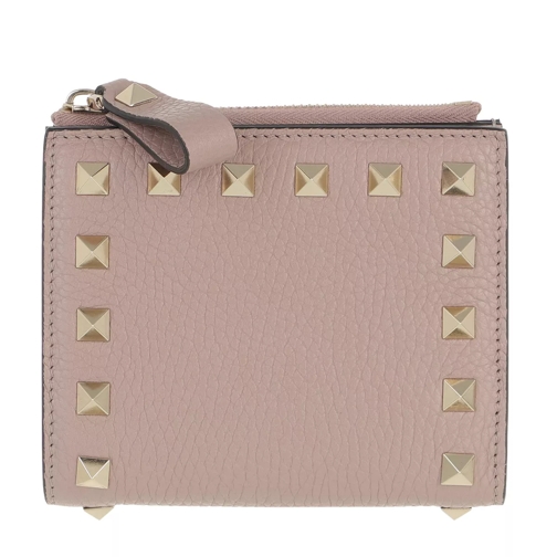 Valentino Garavani Rockstud Flap French Compact Wallet Leather Poudre Bi-Fold Portemonnaie