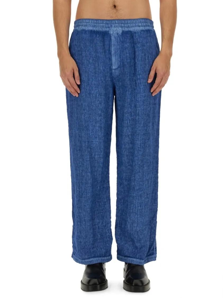 Thumbnail - Burberry - Relaxed Fit Wide Leg Pants - Größe S - blau