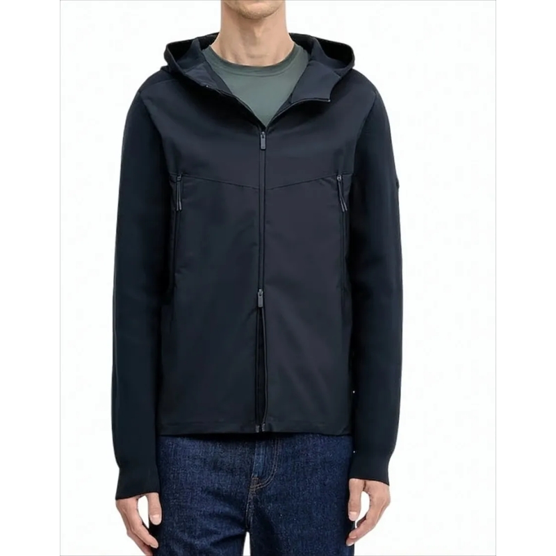 Boss  Hooded Black Jacket With Zipped Pockets Black