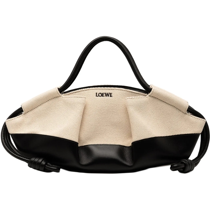 Loewe Schultertasche Small Shiny Calfskin and Canvas Paseo Satchel braun