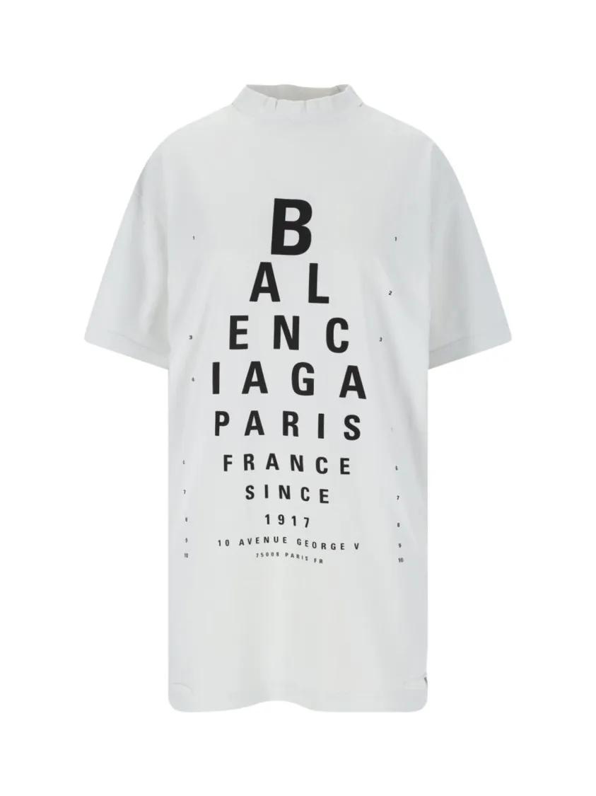 Thumbnail - Balenciaga - "Optical" T-Shirt – White - Größe I - weiß