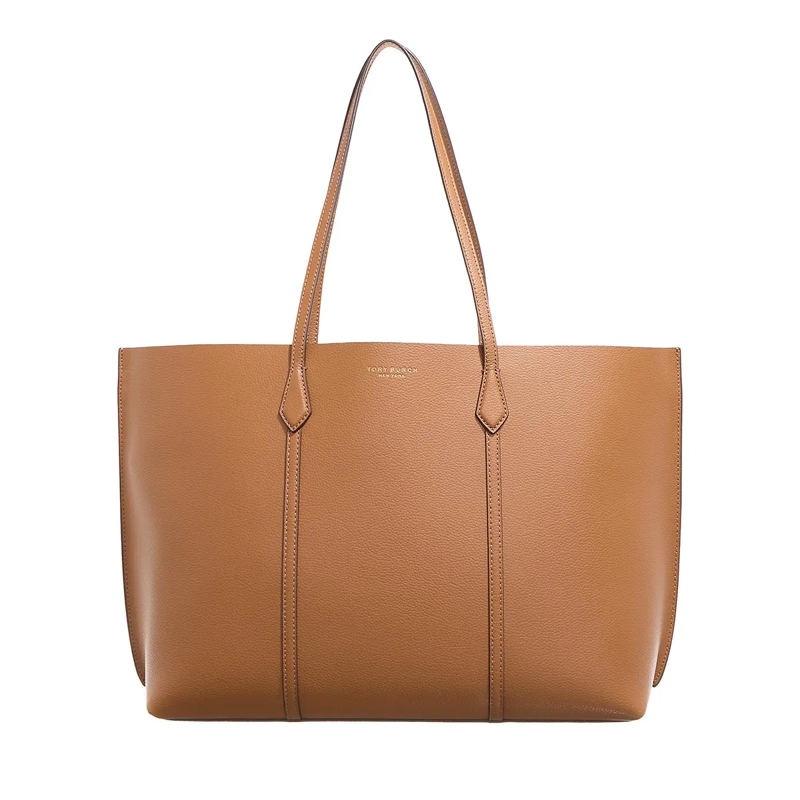 Tory Burch Sac à provisions Structured Brown Leather Tote With Refined Details Brown