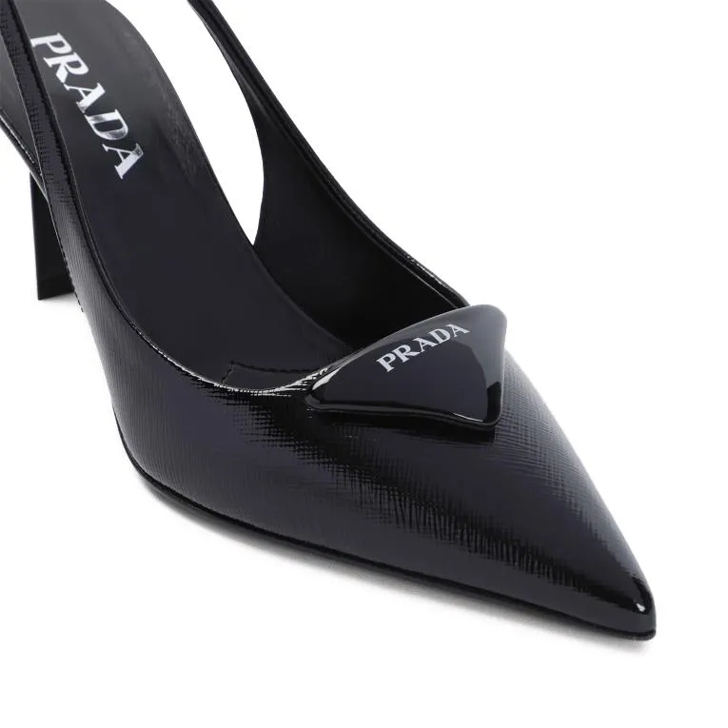 Prada Black Calf Leather Pumps Grey Pump