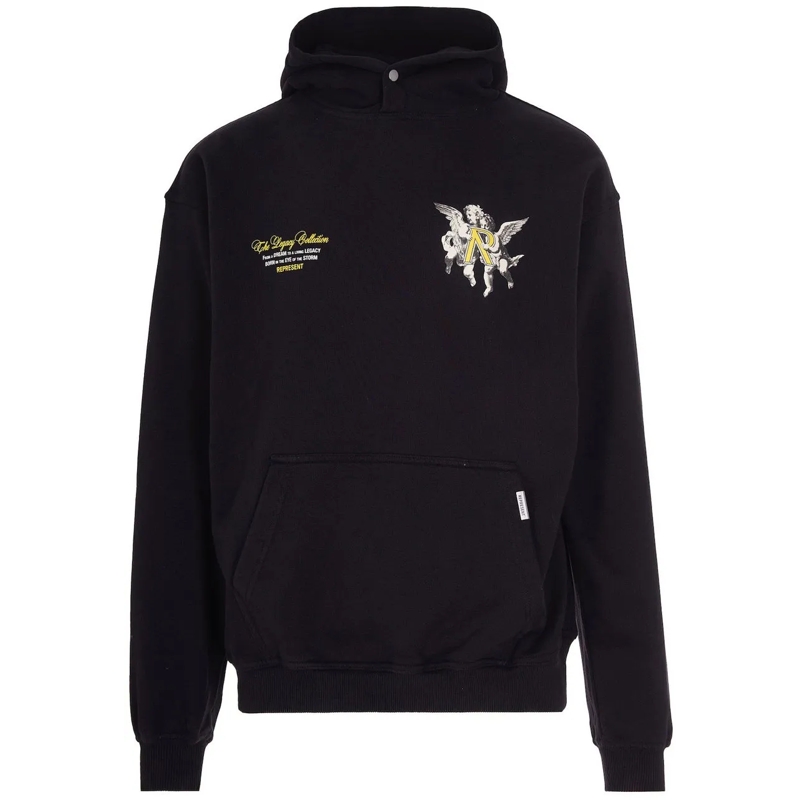 Represent  Cherub Graphic Detail Relaxed-Fit Hoodie Black