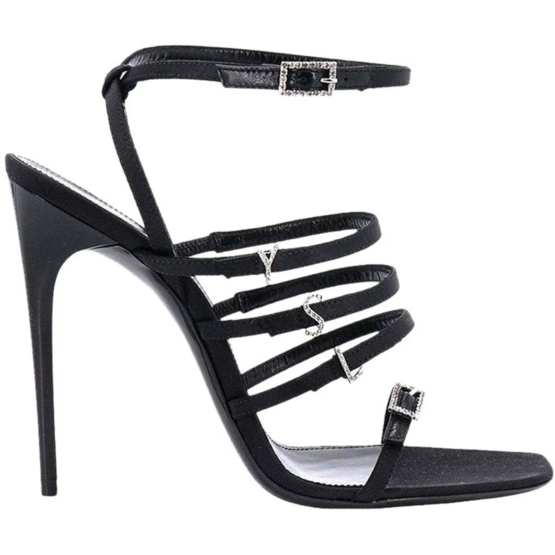 Saint Laurent Sandalen Saint Laurent Jerry Satin Sandals schwarz
