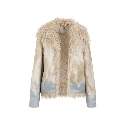 Dries Van Noten Jas in omgekeerd lam Vonda Tris Jacket Neutrals