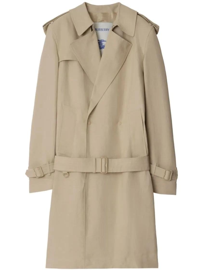 Burberry - Trench Coat With Logo - Größe 48 - braun