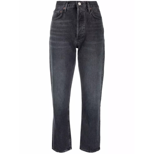 Agolde Tapered-Leg Cropped Jeans Black 