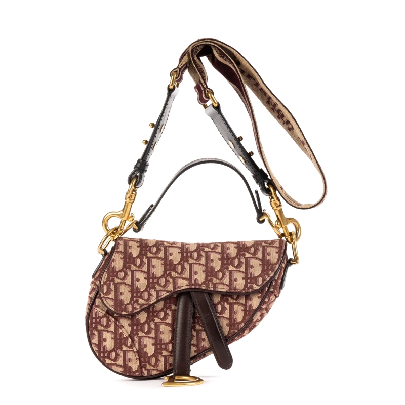 Christian Dior Crossbody Bag Mini Saddle Oblique burgund